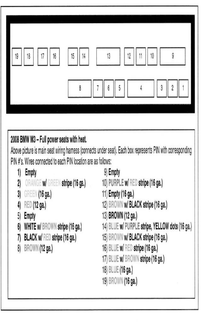 wiring diagram for BMW 3 series seat?