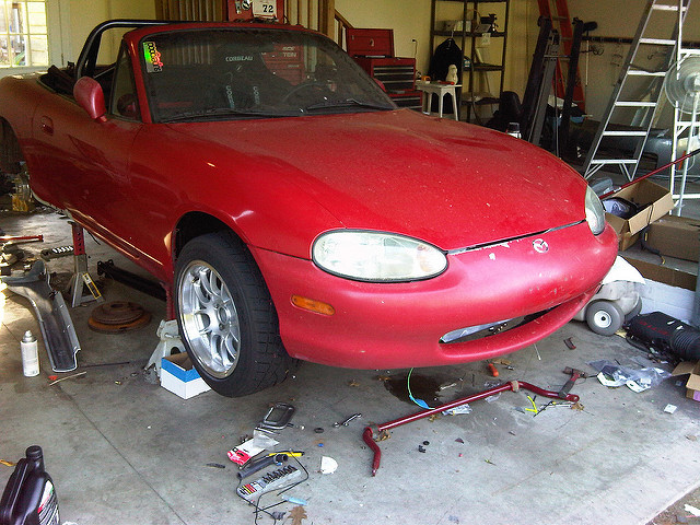 miata+ v8+ sticky tires= race car??