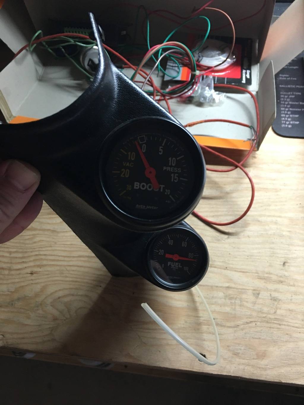 4th Gen Camaro gauge pod with Attometer boost/fuel gauges